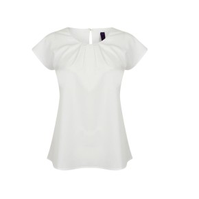 Ladies Pleat Front S/S Blouse