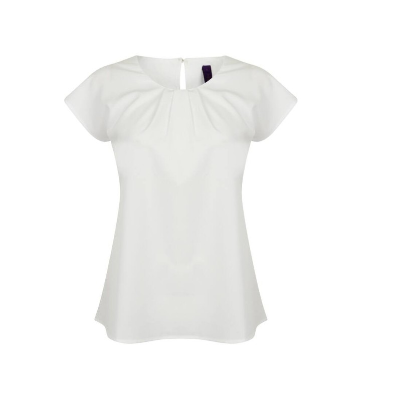 Ladies Pleat Front S/S Blouse