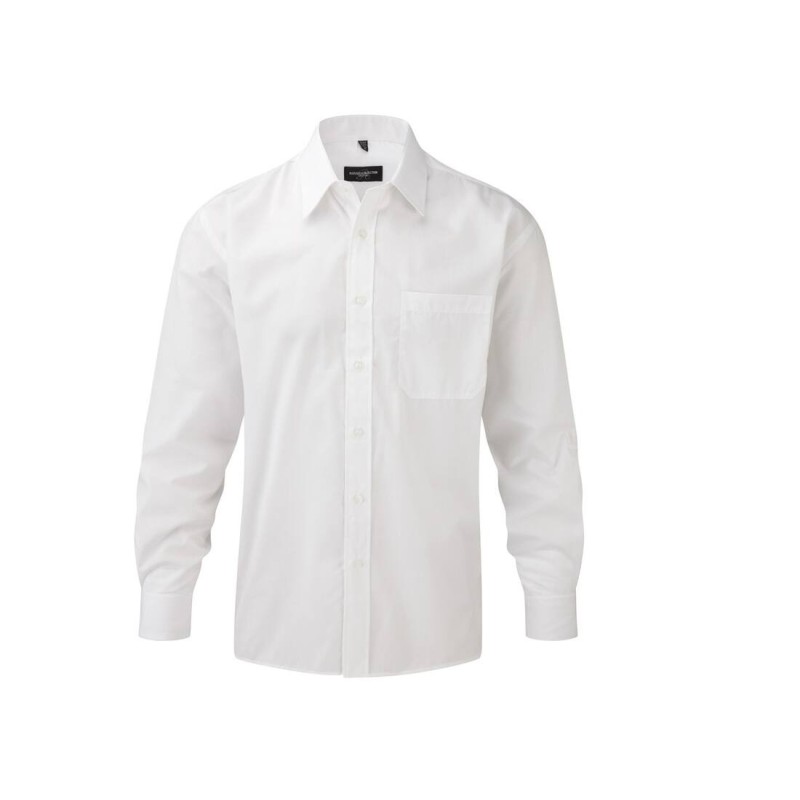 Men'S Long Sleeve Classic Polycotton Poplin Shirt