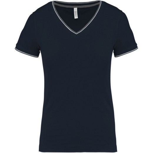 T-Shirt Maille Piquée Col V Femme