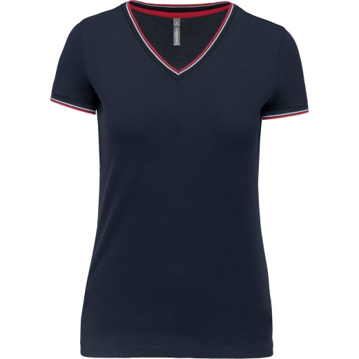 T-Shirt Maille Piquée Col V Femme