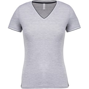 T-Shirt Maille Piquée Col V Femme