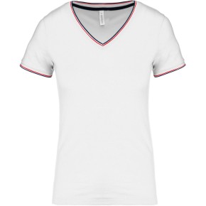 T-Shirt Maille Piquée Col V Femme