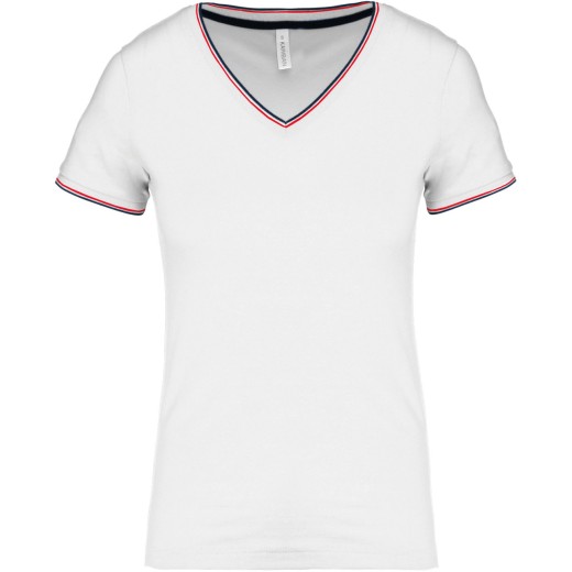 T-Shirt Maille Piquée Col V Femme