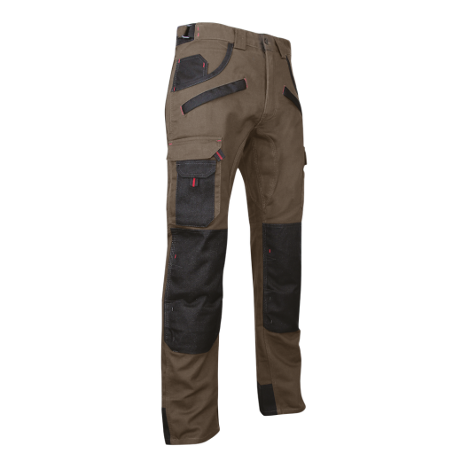 Pantalon Bicolore Multipoches Avec Poches Genouillères Paysagiste Authentic Tourbe